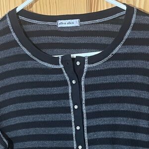 Allen Allen Charcoal and Black Rhinestone Buttoned Top